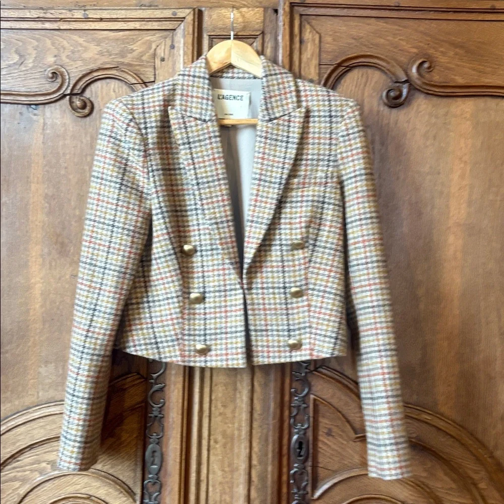 L'AGENCE Multicolor Plaid Double-Breasted Blazer - Picture 6 of 16